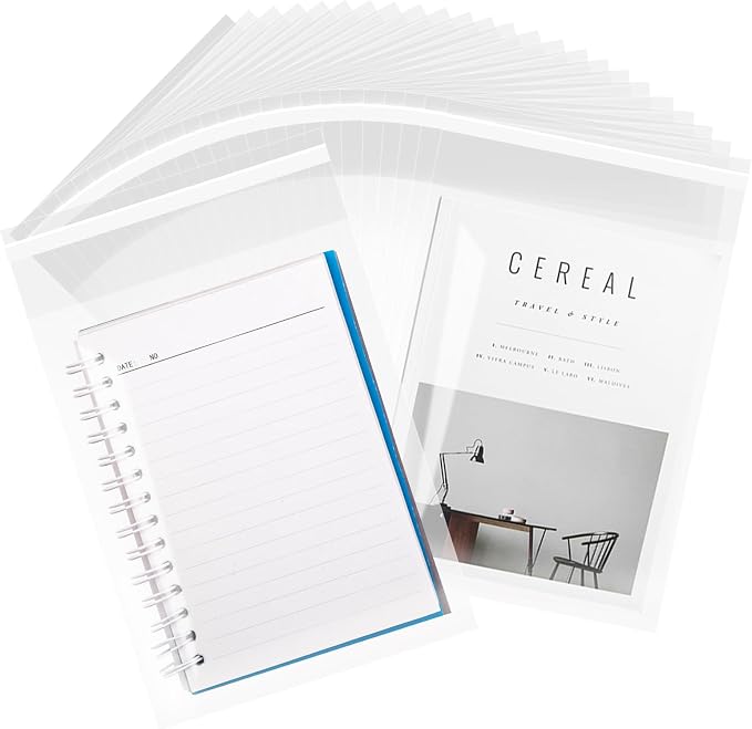 100 Pcs Clear Cellophane Cello Bags 8-1/2'' x 10-1/2'' Self Sealing Cellophane Bags Self Adhesive for 8x10in Art Prints, Cards, Images,Cookie, Photographs Gift Wrapping, Party Favor
