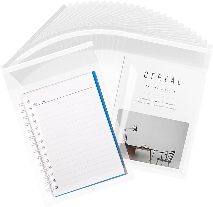 100 Pcs Clear Cellophane Cello Bags 7.5'' x 10.5'' Self Sealing Cellophane Plastic Bags Self Adhesive, for Gift Packaging, Photos, Cards Candy, Dessert, Goodie, Party Favors and Dessert and Small Business Packaging