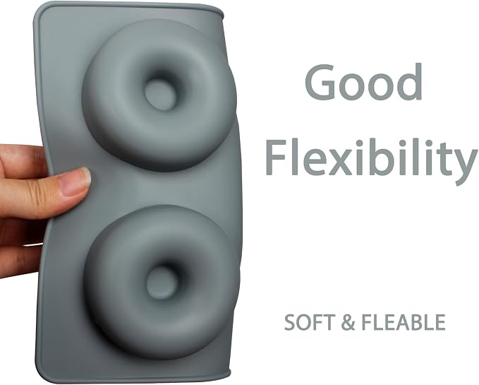 Silicone Donut Mold Pans, 6 Cavity Non-Stick Baking Tray for Chocolate Dessert, Gray, 10.8 x 6.8 x 0.8 inches