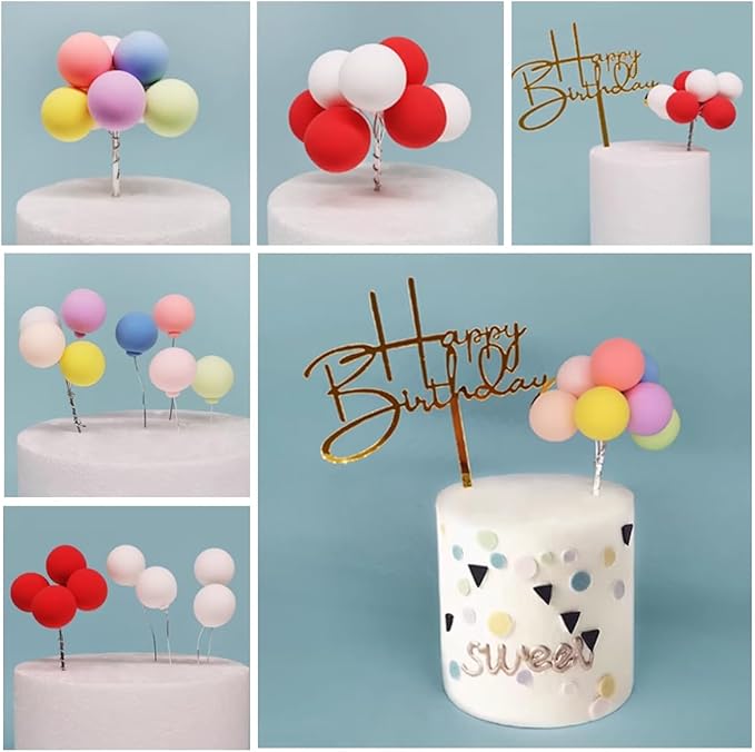 GXXMEI 50PCS Balloon Cake Topper Mini Colorful Balloon Cake Picks Round Balloon Cupcake Topper Cake Decoration for Party Decorations Birthday Wedding