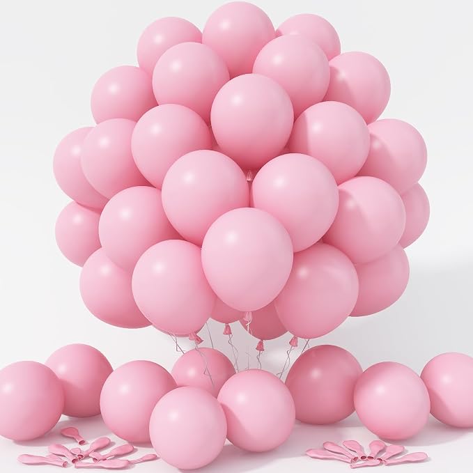 Jobkoo Pastel Pink Balloons 12 Inch, 100 Pack Baby Pink Balloon Light Pink Latex Balloons Matte Pale Soft Macaron Pink Helium Balloons for Gender Reveal Baby Shower Princess Birthday Party Decorations