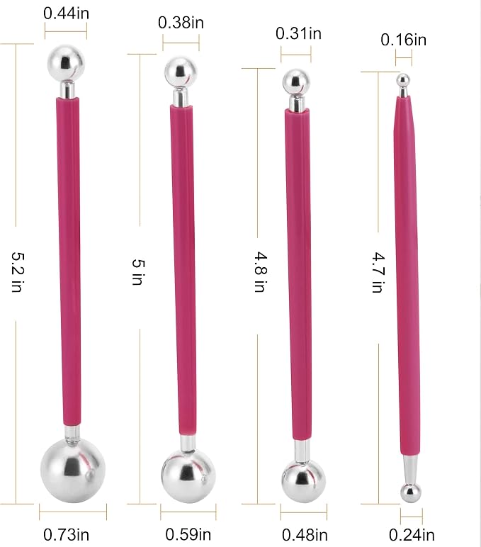 Cake Decorating Metal ball Fondant Pan Flower Clay Sugar Craft Ball Model DIY Tool (Pink)