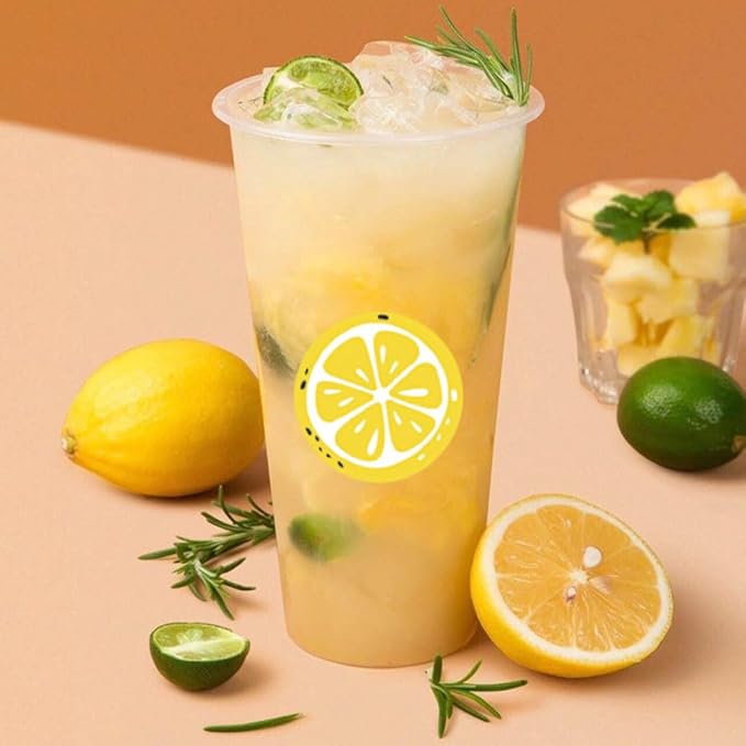 500PCS Lemon Stickers Yellow Green Fruit Decals 1 Inch 8 Different Round Roll Lemons Themed Birthday Party Favors Business Card Candy Cookie Bag Envelope Seals Gift Wrapping (Lemon)