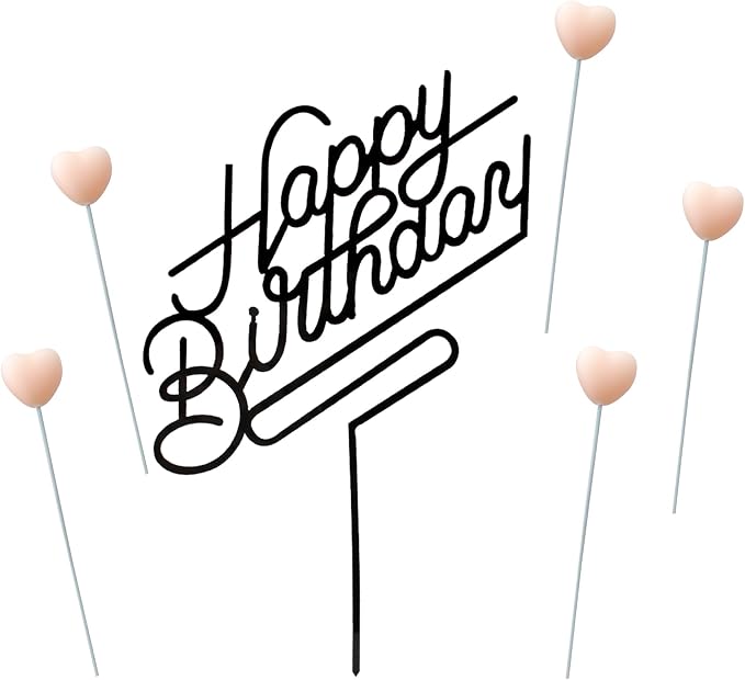 Happy Birthday Acrylic Cake Topper Birthday Party Decorations Cupcake Toppers Decorations Supplies (Black Pink 5)