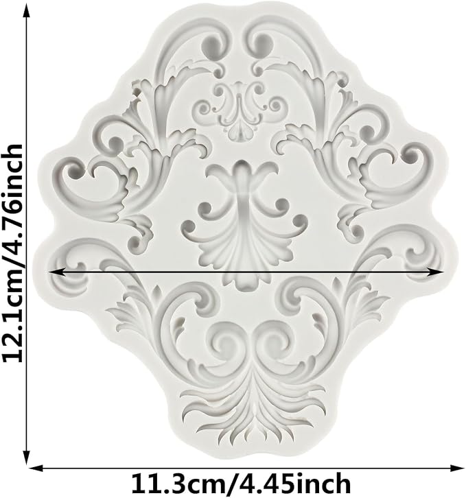 Baroque Fondant Silicone Molds Relief Flower Lace Chocolate Mold Scroll Lace Clay Mold Filigree Mold 3D Sculpted For Sugar Cake Decorating Cupcake Topper Gum Paste Candy Polymer Clay