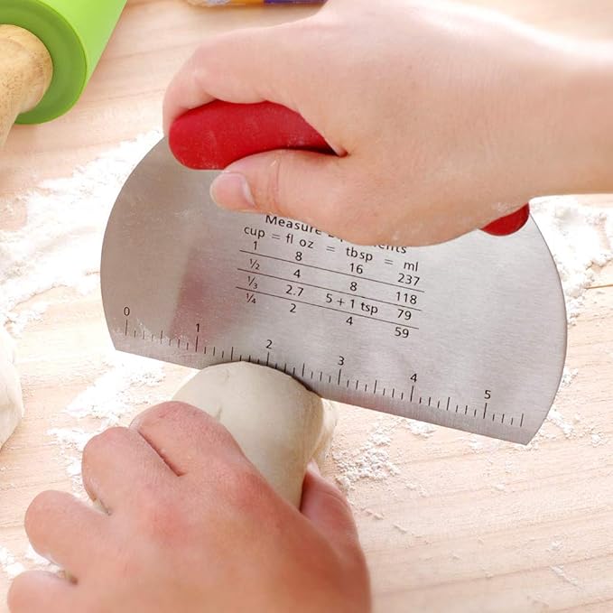 1Set Rolling Pin Pastry Mat Set Non-Stick 6 in 1 Dough Roller Baking Kit with Pastry Cutter Reusable Kneading Mat Scraper Basting Brush
