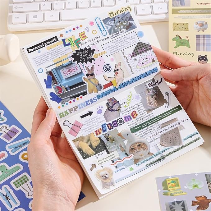 Girl's Korean Sticker Book, Food and Daily Life Theme - 1300+ Cute Dream Style Foodie Stickers, for DIY Scrapbooking Journaling Handbook Decoration Cute