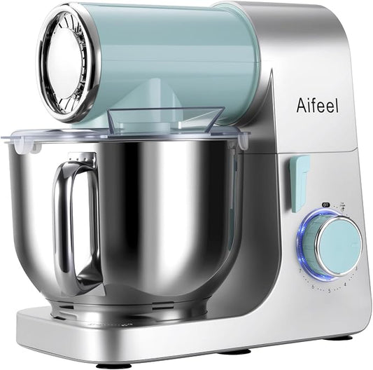 Stand Mixer,6.5QT Tilt-Head Electric Stand Mixer,700W DC Motor with Low Noise,Kitchen Mixer with Dough Hook,Beater,Whisk,Dishwasher-Safe Attachments for Baking(Green/Silver)