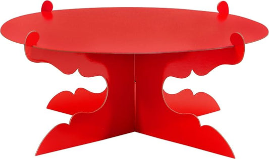 12 inch One Tier Cardboard Cake Stand,Red Cupcake Stand for Birthday Wedding DIY Dessert Decoration