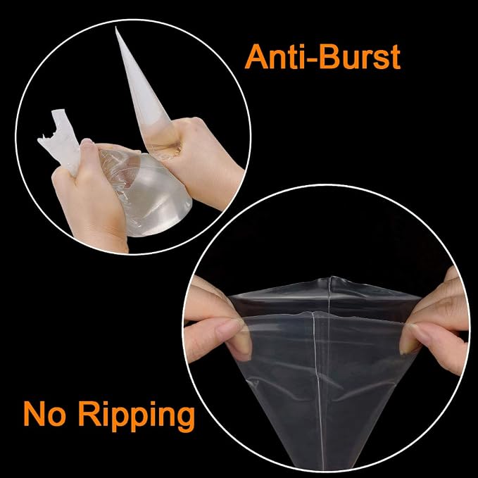 100pcs Extra large anti-burst piping bags, disposal pasty bags for cake and buttercream frosting, cupcake baking, decorating icing, thick, non-slip for all size tips and couples (18 inch), Gexolenu