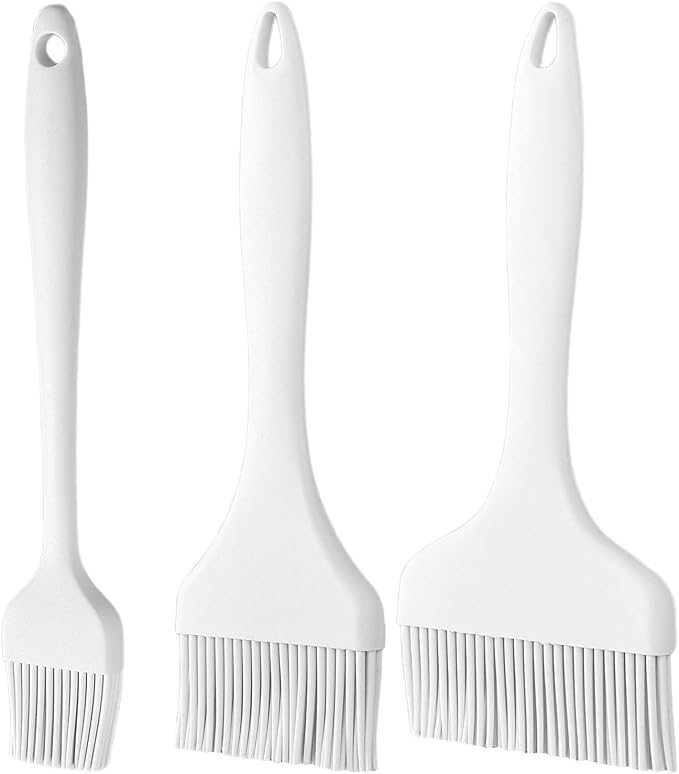 YARNOW 3Pcs Heat Resistant Basting Brushes: Silicone Oil Brush High Temp - 3.5/2.8/1.6" Meat Glazing Spreading, Dishwasher Safe Baking Grill Basting Pastry Applicator