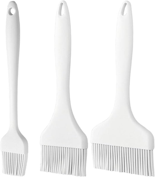 YARNOW 3Pcs Heat Resistant Basting Brushes: Silicone Oil Brush High Temp - 3.5/2.8/1.6" Meat Glazing Spreading, Dishwasher Safe Baking Grill Basting Pastry Applicator