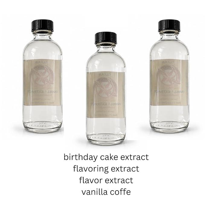 Royal Artisan Clear Vanilla Extract, with real vanilla bean, Organic, colorless; ideal for white icings, buttercream, light cakes and beverages; clean flavor; 8 fl oz (240 ml) glass bottle