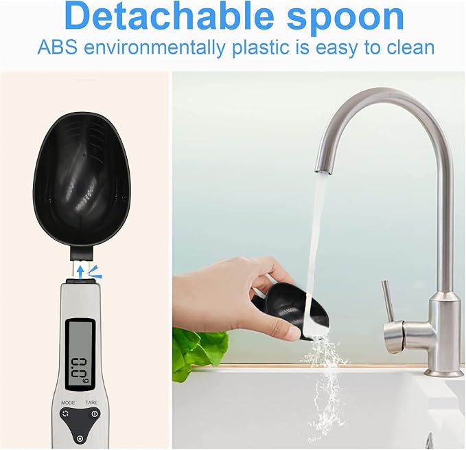 Kitchen Digital Measuring Spoon Food Scale Digital Multi-Function Small Digital Spoon Scale, Weight from 0.1 Grams to 500 Grams Support Unit g/oz/gn/ct (with 2 AAA Batteries)-LCD Display