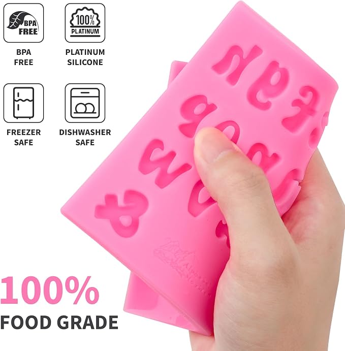 Puyeipt 4 Pcs Silicone Letter Molds for Chocolate, 0-9 Number and 26 Alphabet Letter Molds Fondant Mold for Edible Cake Dessert Decorating
