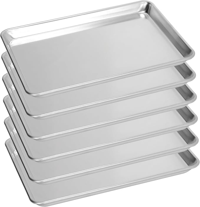 6 Pack Aluminum Baking Sheet Pan, 21 x 15 in | NSF, Aluminum Commercial Cookie Sheets, Non-Stick, Oven Safe Up to 500℉