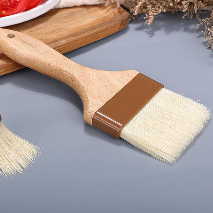 1inch Width Pastry Brush Basting Brush Kitchen Brushes for Cooking, 2pcs Boar Bristle Food Brushes for BBQ, Beech Wooden Handle Butter Brush for Baking, Spreading Marinade, Sauce, Oil, Egg
