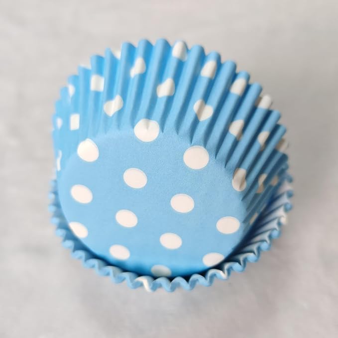 Baby Blue Polka Dot Birthday Paper Muffin Cupcake Liners case Baking Cups 100 pcs,Standard Size 2x1.25inch