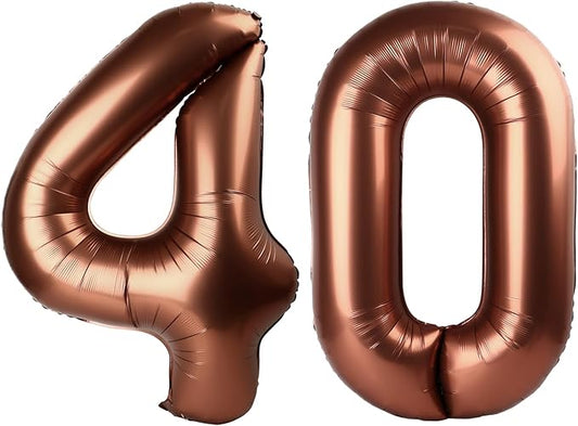 Dark Brown Number 40 Balloon 40 inch, 40 Number Balloons, 40th Dark Brown Birthday Decorations, 40 Year Old Women Men Party Supplies