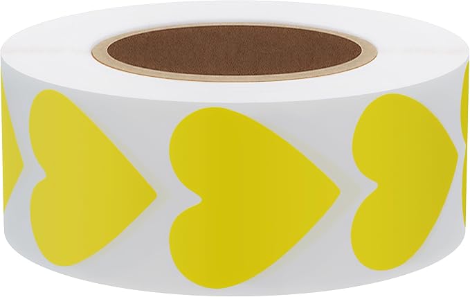 Hybsk 1000pcs Yellow Heart Stickers 30mm Love Stickers for Envelope Seals Crafting Scrapbooking (Yellow)
