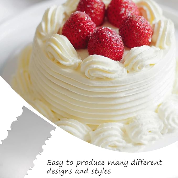 8.6 Inch Stainless Steel Cake Scraper Metal Scraper for Cake Smoother Leveler Scraper Cake Decorating Comb Cake Cutter for Mousse Butter Cream (Style 3)