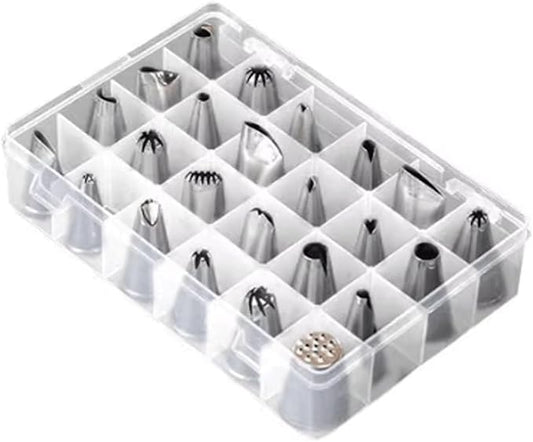 Piping Tips 24/48pcs Pastry Nozzles Stainless Steel Icing Tips Russian Tips Decorating Tips Piping Kit Icing Nozzles Tips for Cookies(24 pcs Set)