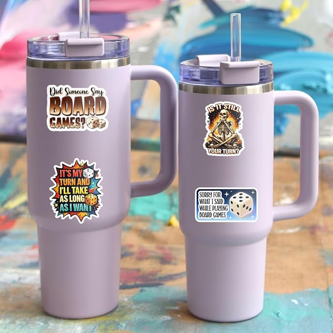 10pcs Board Game Stickers Gifts for Board Game Lovers Friends Multiple Different Design, Waterproof UV-Resistant for Water Bottle, Laptop, Window, Car