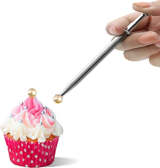 Sprinkle Pen, Pearl Grabber, Sugar Bead Pick-up Tool, Dragee Holder with 4-Prong, Edible Candy Catcher with 4 Claw for Cake, Cupcake, Ice Cream Baking Decoration, HIFUNBK