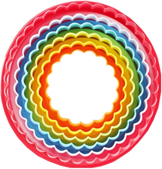 Mydio Set of 6 Multi-size Round Cookie Cutter,Two-sided Biscuit Fruit Cutter(Biscuit Cutters and Fondant cake Cutters),Random color (round)