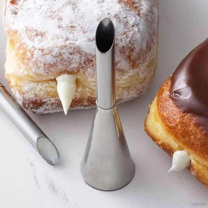 3 Pcs Filling Piping Tip Set – Easy-to-Use & Clean Stainless Steel Pastry Filling Tip for Cream Puff, Deviled Egg Piping Tool, Donut & Eclair Decoration – Different Sizes, Lightweight & Durable