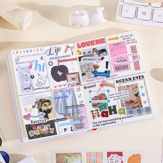 Girl's Korean Sticker Book, Food and Daily Life Theme - 1300+ Cute Dream Style Foodie Stickers, for DIY Scrapbooking Journaling Handbook Decoration Cute