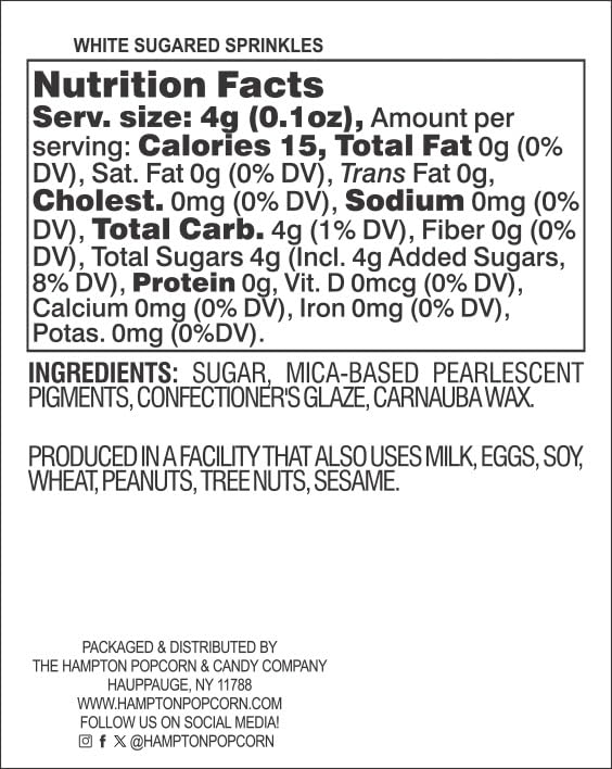 Sanding Sugar White Sprinkles 16 oz, Sugar Sprinkles, Sanding Sugar For Cookie Decorating, Sanding Sugar For Baking, The Hampton Candy Company