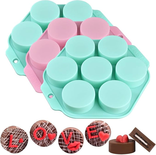 Actvty Round Chocolate Covered Cookie Molds, 3 Pcs Cylinder Chocolate Candy Silicone Molds, Perfect for Covered Cookies, Making Candy, Cakes, Jelly, Muffin, Soap