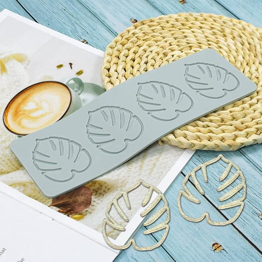 Fondant Silicone Moulds Tropical Leaves Silicone Imprint Mat Gum Paste Press Mold for Cake Chocolate Cupcake Decorating Cake Toppers Candy Cookies Resin Sugarcraft (A_9.44x3.08x0.12inch)