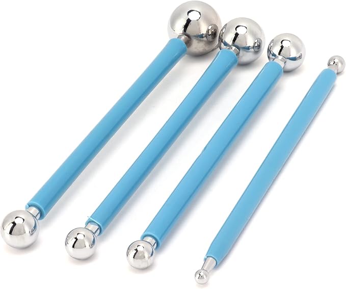 Set of 4 Cake Decorating Metal Tools fit for Fondant Modeling and Baking Projects Stainless Steel Sculpting Kit