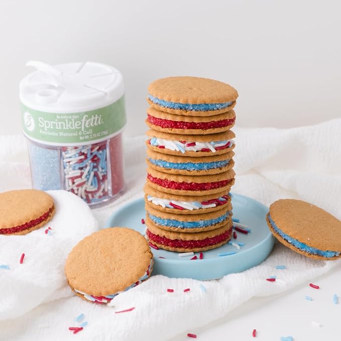 Sweets Indeed Dye Free 4th of July Sprinkles – Patriotic Red White and Blue Sprinkles with No Artificial Dyes for Baking & Decorating Cupcakes, Cookies, Cakes & Desserts – 2.75 ounces