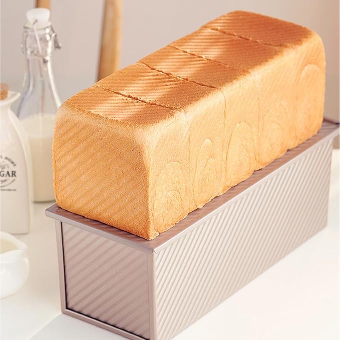 AXIM Pullman Loaf Pans with Lids – 2.2 LB & 1 LB Dough Capacity,Carbon Steel Bread Tins,Loaf Tin for Baking Homemade Sandwich and Sourdough Bread
