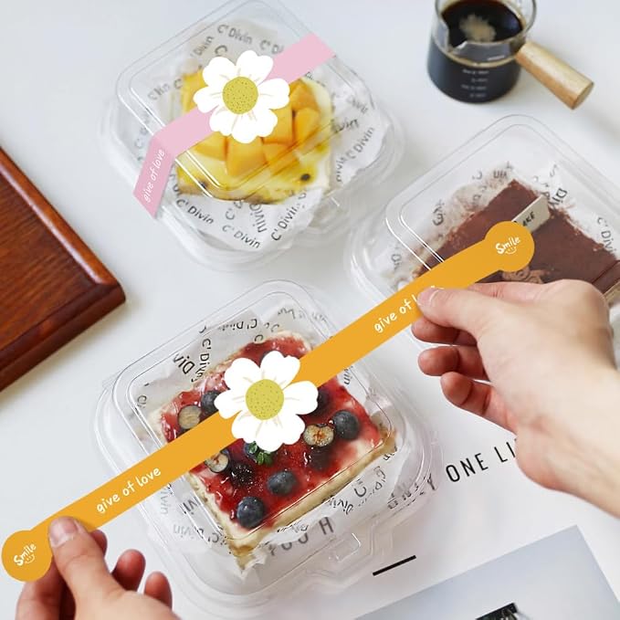 7.3 inch Long Sealing Stickers for Small Business 150 Pcs Cute Flower Shaped Give of Love Self-Adhesive Baking Labels Handmade Food Tamper-Proof Bakery Sticker for Baked Goods Packaging