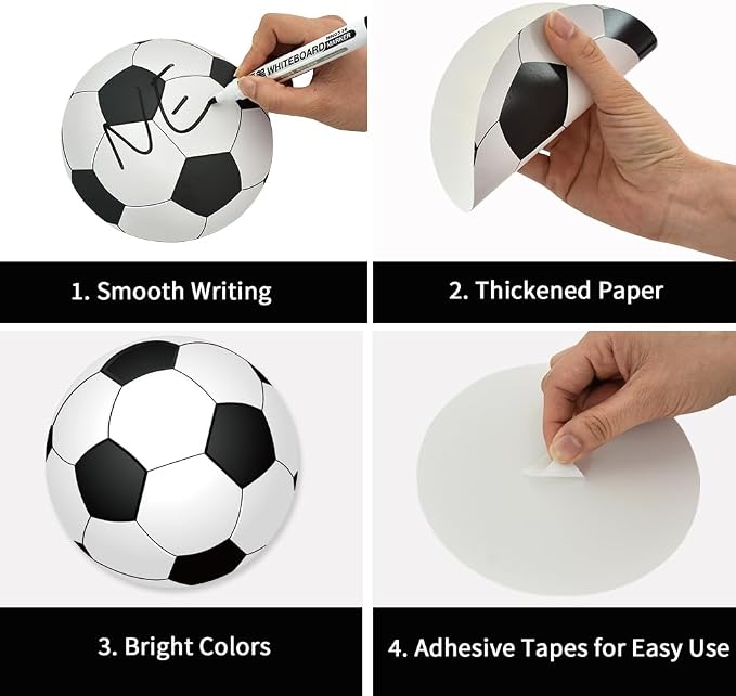 Vuzvuv 60Pcs 6In Paper Soccer Cutouts with 120Pcs Glue Points,Soccer Cut Outs Bulletin Board Decorations for Wall