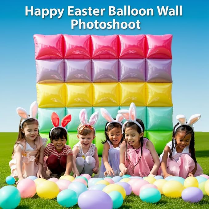 31 Pcs Baby Shower Decorations Balloon for Outdoor Indoor, Double Sided Square Foil Rainbow Macaron Pastel Balloons Arch Kit for Gender Reveal Bachelorette Bridal Shower Wedding Engagement Party Decor