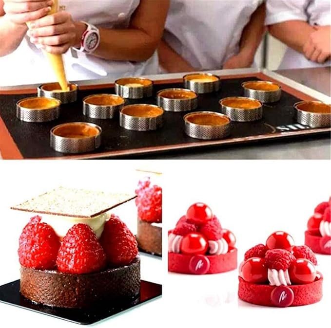 Aringfes10 Pcs 2.76 Inch 304Stainless Steel Tart Ring, Heat-Resistant Perforated Cake Mousse Ring, Round Ring Baking doughnut tools (7cm)