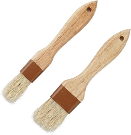 Septe 2Pcs Pastry Brushes for Baking Food Brush Basting Brush with Wooden Handle Cooking Brush for Oil and Sauce (1 Inch, 1.5 Inch)