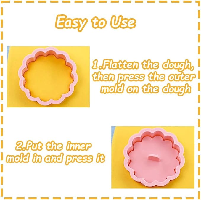 Mini Round Cookie Cutters, 8pcs 3d Classic Raised Design Cookie Stamps, Triangle, Rectangle, Square, Heart, Star, Oval, Mini Pie Cookie Molds, Circle Cookie Cutter Set for DIY Baking (Classic)