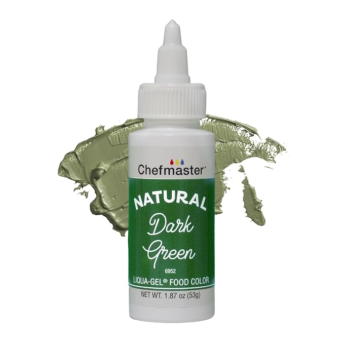 Plant‑Based Natural Liqua-Gel Food Coloring by Chefmaster, No Artificial Dyes, Gel Color for Icing, Frosting, Fondant, & Decorating, Quality Crafted in California USA (Dark Green)