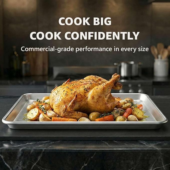 13" x 18" Half Sheet Pan 12 Pack Commercial Aluminum Baking Tray for Food Service