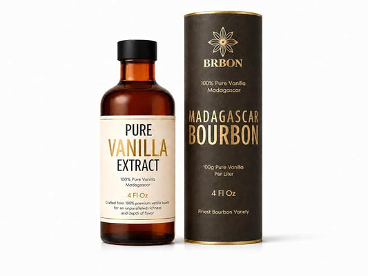 BRBON 4oz Pure Vanilla Extract | Made from Premium Madagascar Bourbon Vanilla Beans | Pure Extract Perfect for Baking, Cooking & Desserts | Non-GMO, Gluten-Free, Vegan & Kosher | 4oz. Bottle