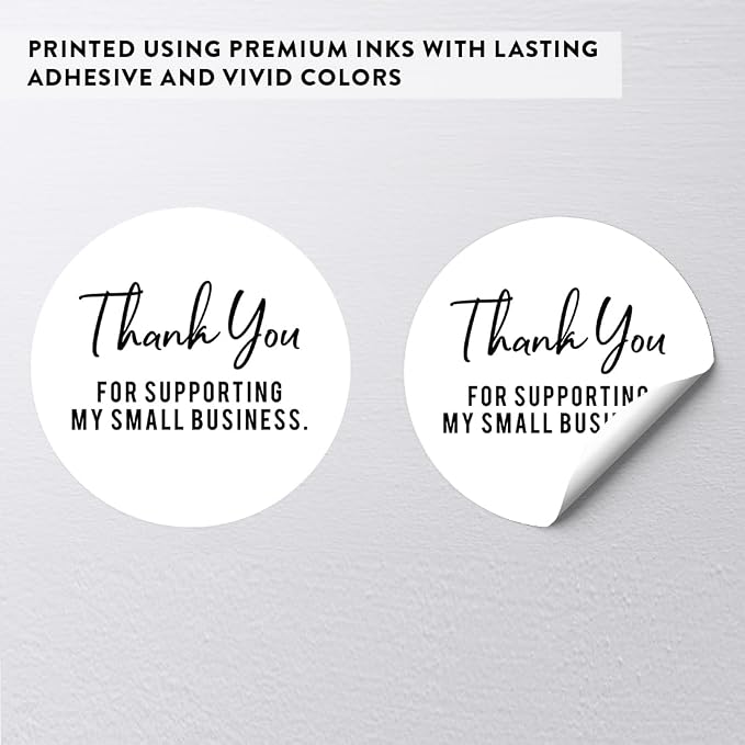 Andaz Press Round Small Business Thank You Labels, 120-Pack, for Supporting My Business, Packaging and Product Labels, Company Stickers