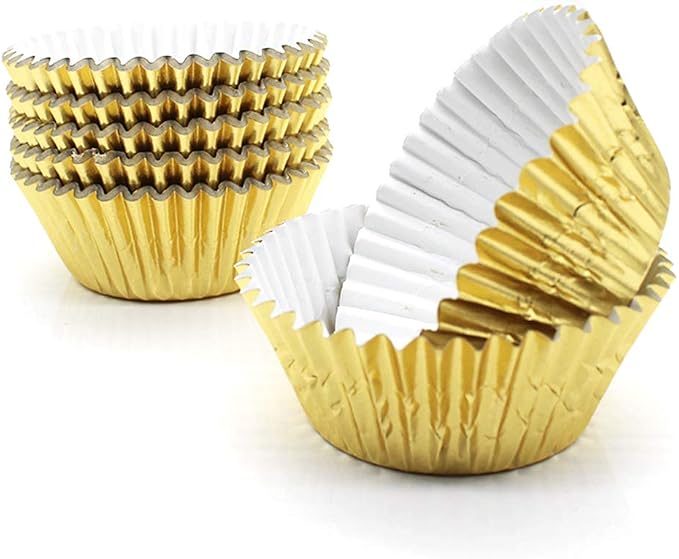 Gold Cupcake Liners,GOLF Standard Size Gold Foil Cupcake Liners Wrappers Metallic Baking Cups,Muffin Paper Cases, 100 Pack