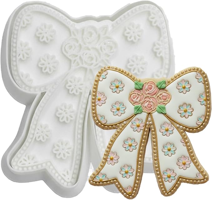 Wedding Cookie Cutters Cutter Bow Molds 3.5" with Plunger Stamps Baking Dough Tools Cake Shapes PLA Accessories for Birdesmaid Decorative Party Kitchen Supplies