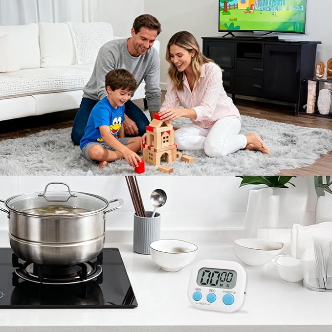 Digital Kitchen Timer, 6 Pcs Classroom Timers for Kids Teacher, Magnetic Countdown Minute Simple Timer for Cooking Study Exercise Game Baking Reading Gym Meeting Work Task Classroom (Blue/White)